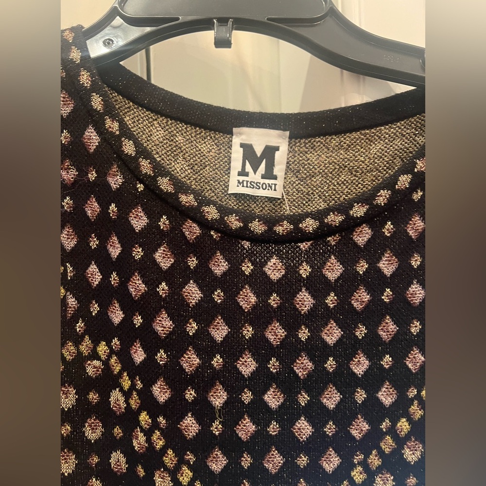 Missoni Midi  Black Gold Purple Knit dress size 42. Fits US 4. New